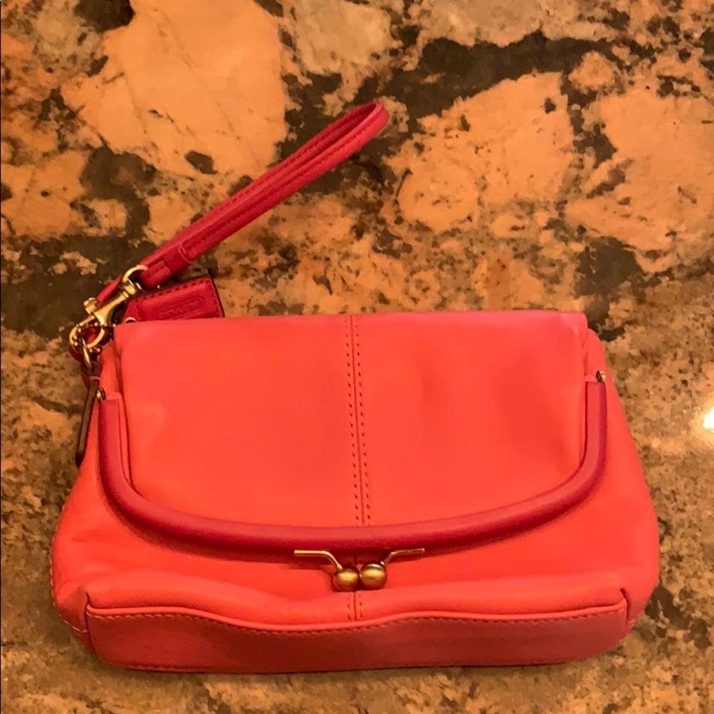 Coach leather wristlet.